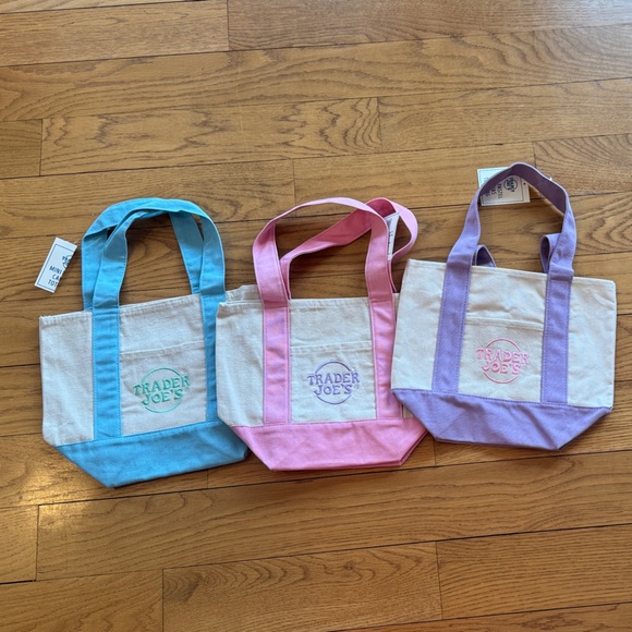 Trader Joe'S Handbags - NWT Trader Joes Mini Canvas Tote Bag - Pink, Blue, Purple Options.